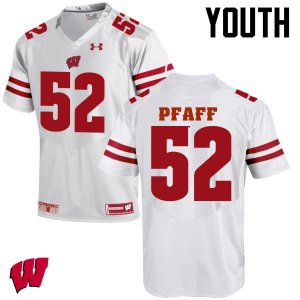 Youth Wisconsin Badgers NCAA #52 David Pfaff White Authentic Under Armour Stitched College Football Jersey NH31P88AW